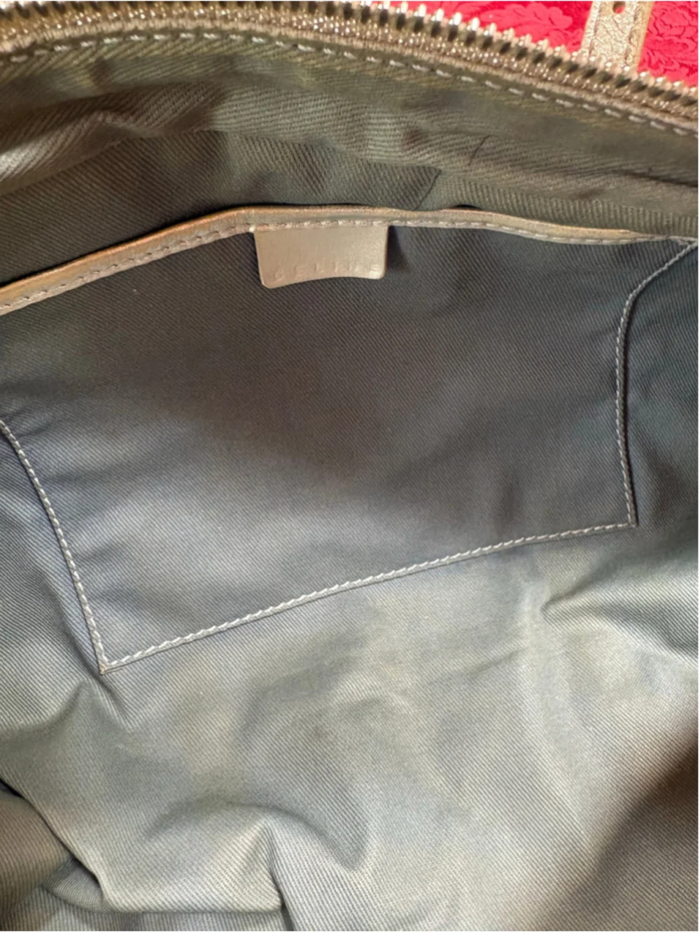 Celine Grey Canvas & Silver Leather Satchel Bag
